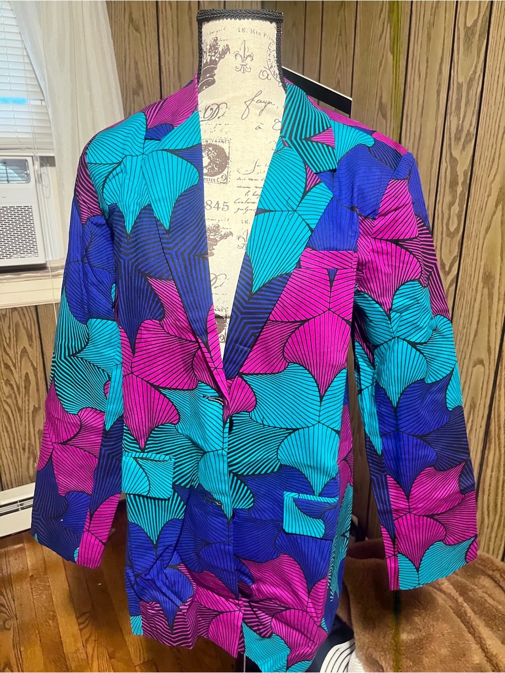 OFUURE Vibrant Floral-Print Blazer in Blue, Teal & Magenta